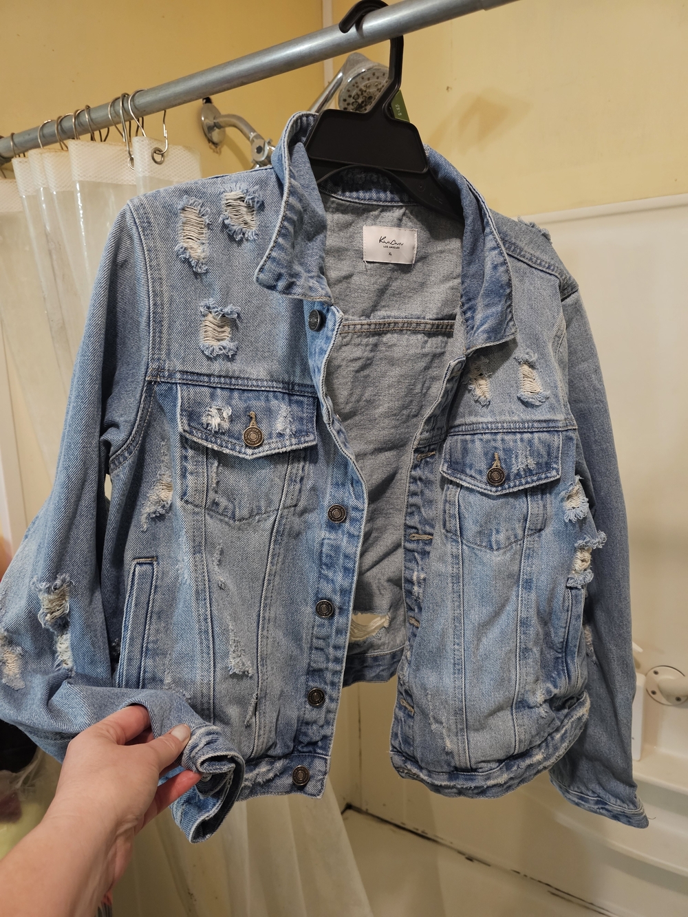 KanCan Light Blue Distressed Denim Jacket